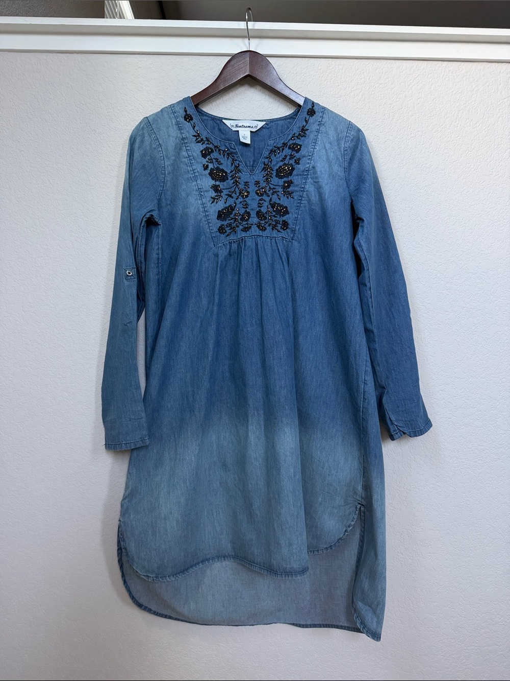Tantrums Blue Denim Tunic with Black Embroidery
